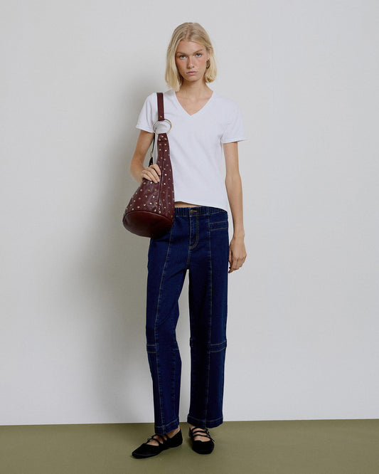 Jeans Goma Elastica Costuras Azul Oscuro