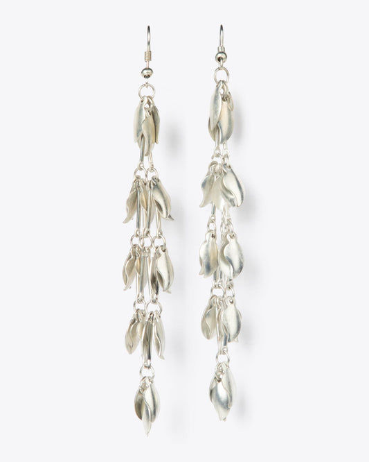 Red Leaves Silver Earrings