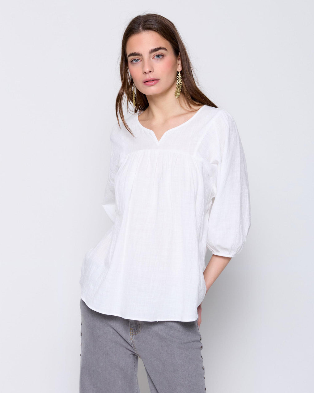 Blusa Canesú Pico Blanco